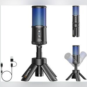 Condenser Microphone w/ Mute, Gain Control, RGB Lighting & Noise Reduction